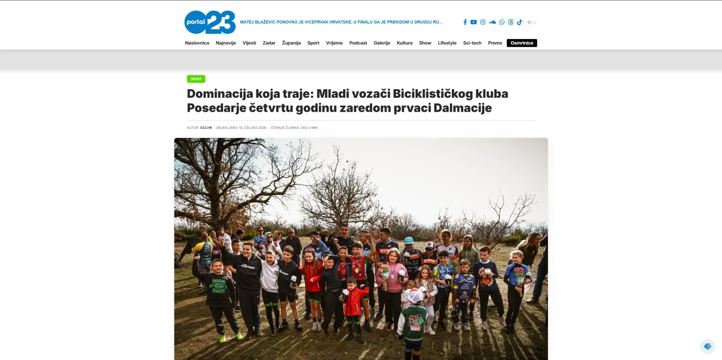 Dominacija koja traje: Mladi vozači Biciklističkog kluba Posedarje četvrtu godinu zaredom prvaci Dalmacije