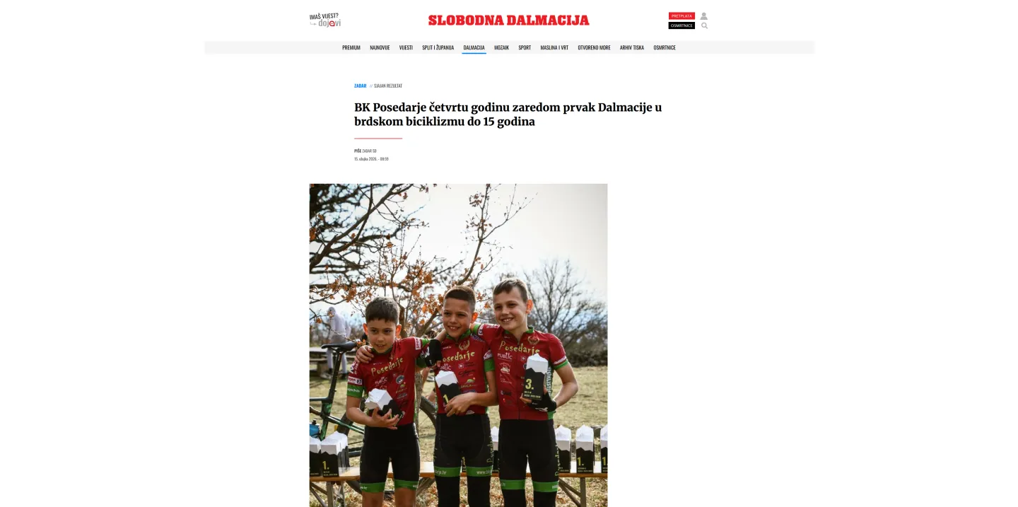 BK Posedarje četvrtu godinu zaredom prvak Dalmacije u brdskom biciklizmu do 15 godina